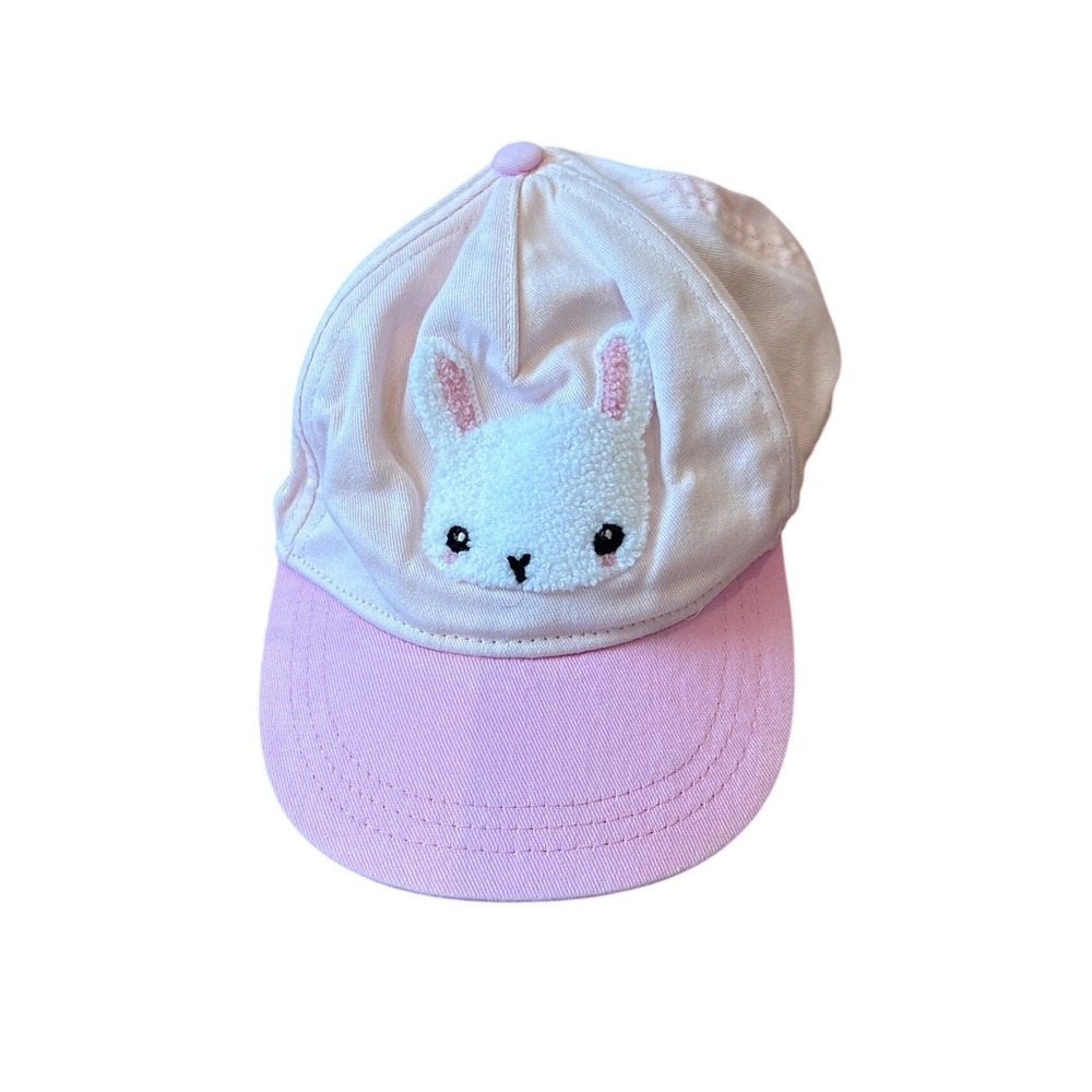 H&M Baseball Cap Kids Pink Chenille Bunny Patch Snapback Hat SIZE 2T